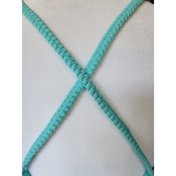 NWT Aerie Lightly Lined Macrame Bikini Top With Braided Strap Turquoise 34DD - Picture 5 of 7